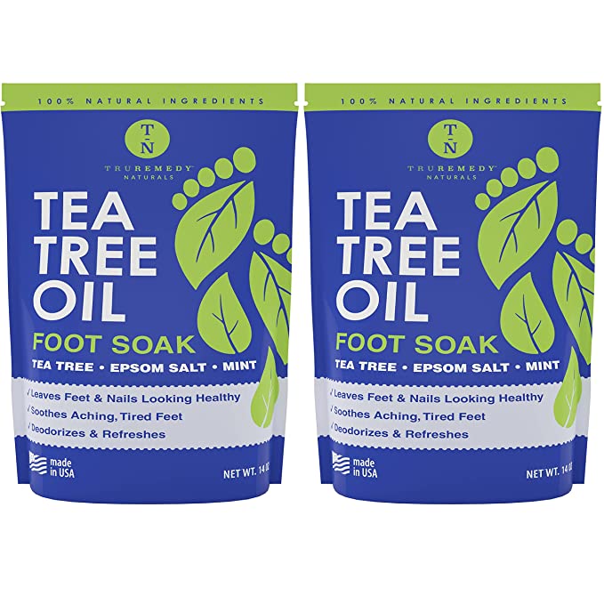 Natural Tea Tree Oil Foot Soak with Epsom Salt & Mint - 14 Ounce (2 Pack)